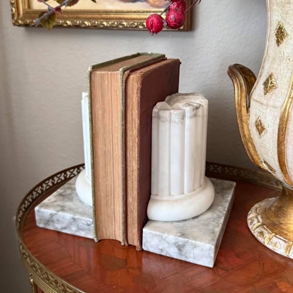 Vintage  Marble Bookends MADE IN ITALY